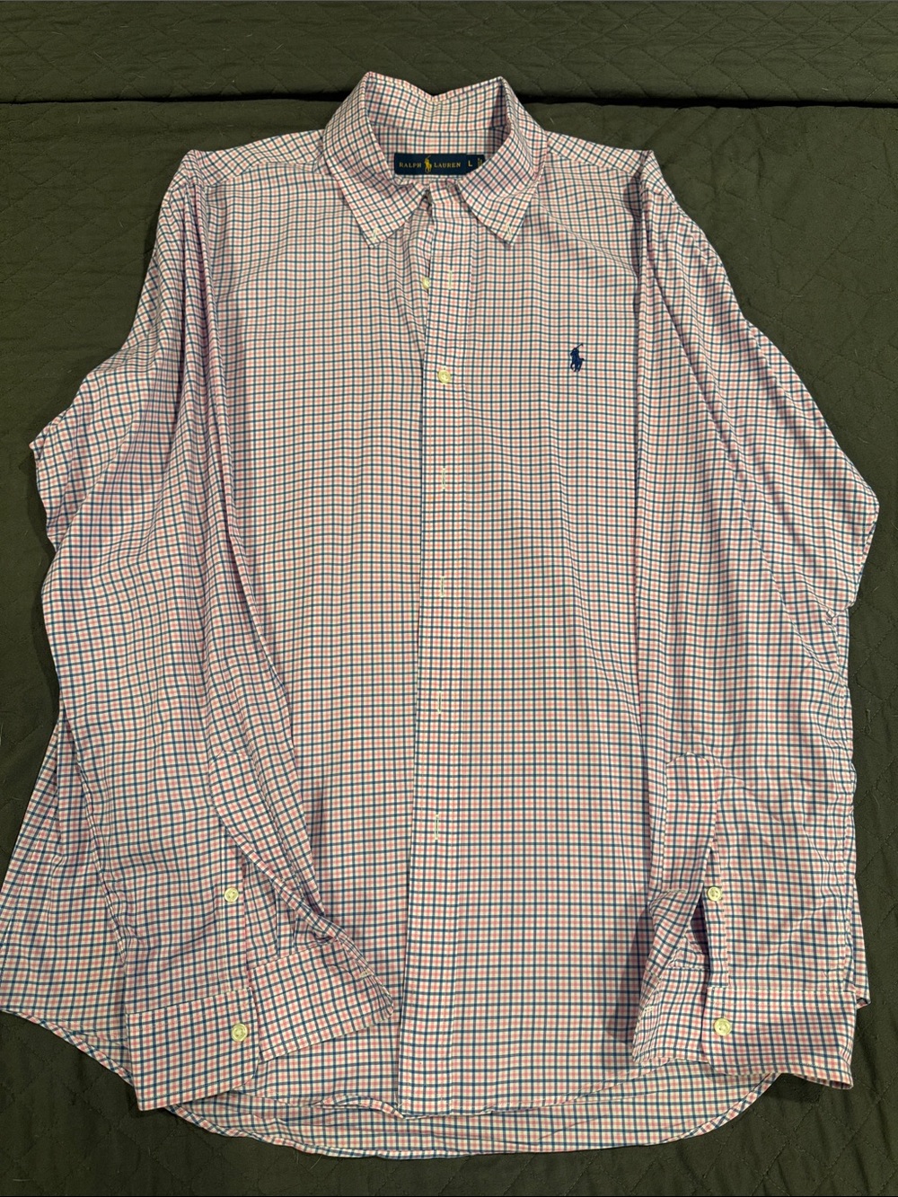 Ralph Lauren Pink and Blue Checked Button-Down Shirt